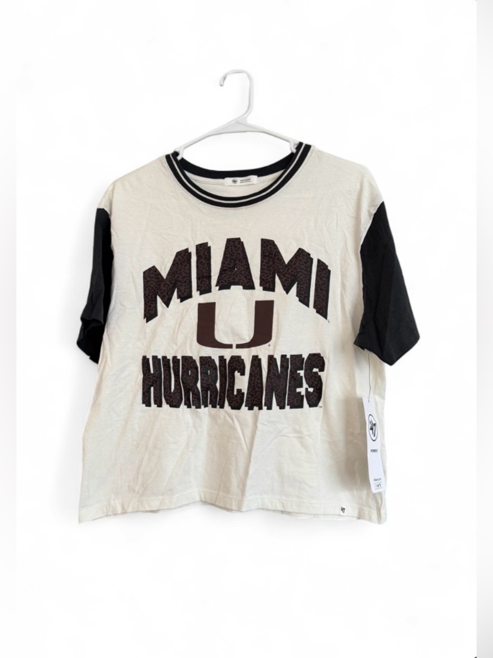 NWT ‘47 Brand Women's Miami Hurricanes Leopard Print Graphic Tee Medium